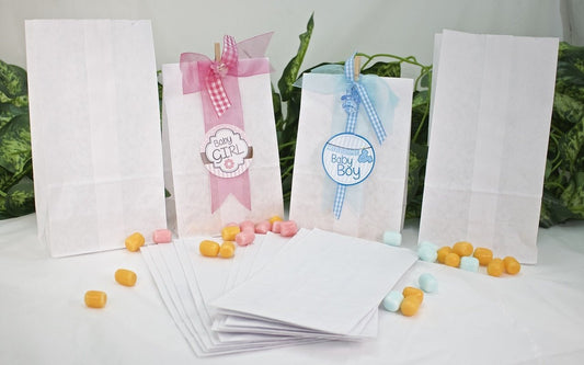 50 pcs - White Paper Goody Bags