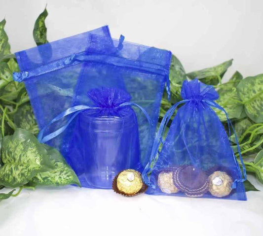 12 pcs-Royal Blue Organza Pouches 5" x 7"