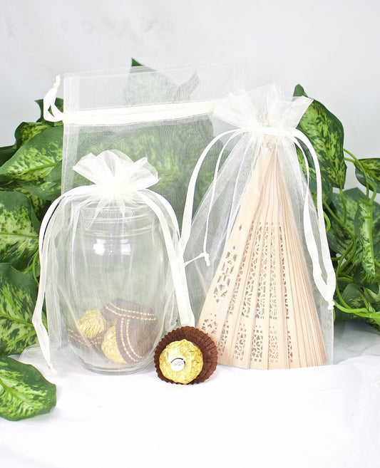 12 pcs-White Organza Pouches 6" x 9"