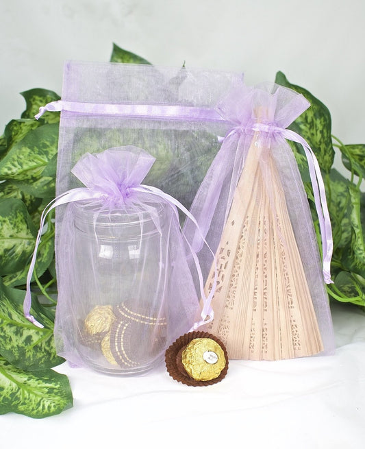 12 pcs-Lavender Organza Pouches 6" x 9"