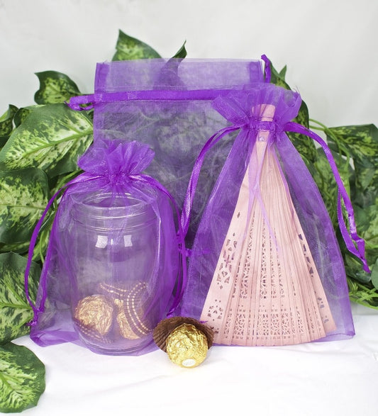 12 pcs-Purple Organza Pouches 6" x 9"