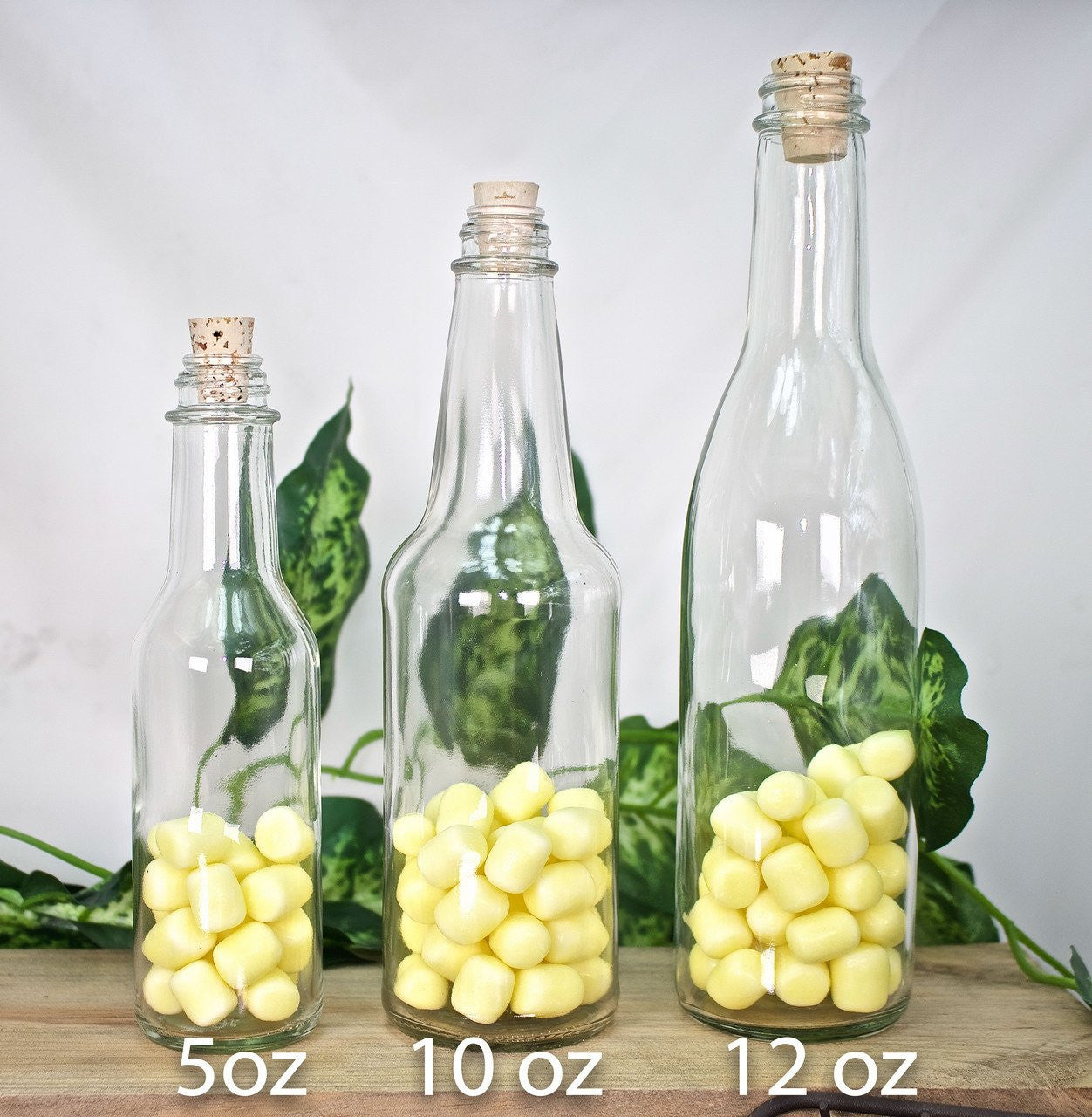 12 pieces- Glass Bottles (5 oz, 10 oz & 12 oz)