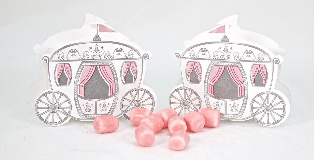 12 pcs-Pink Carriage Favor Boxes