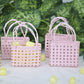 12 pcs- Ivory Checkered Square Tote Favor Bags