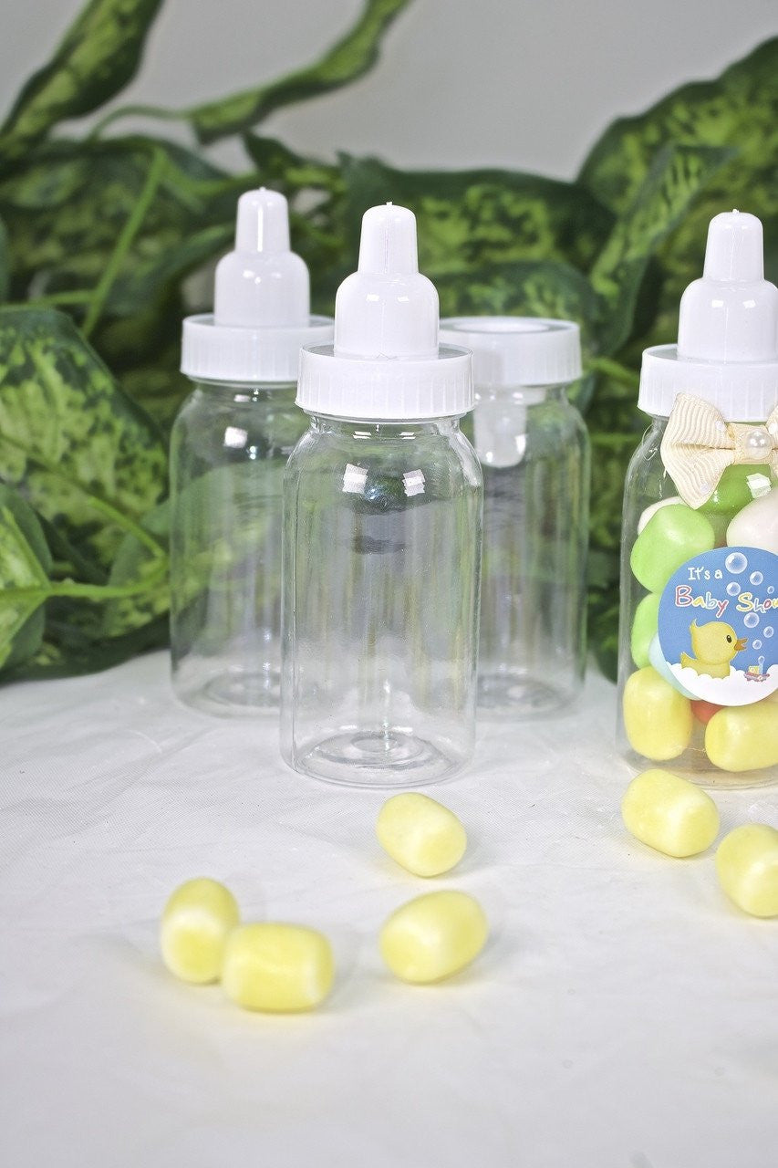 12 pcs- White Small Baby Favor Bottles 3.25"