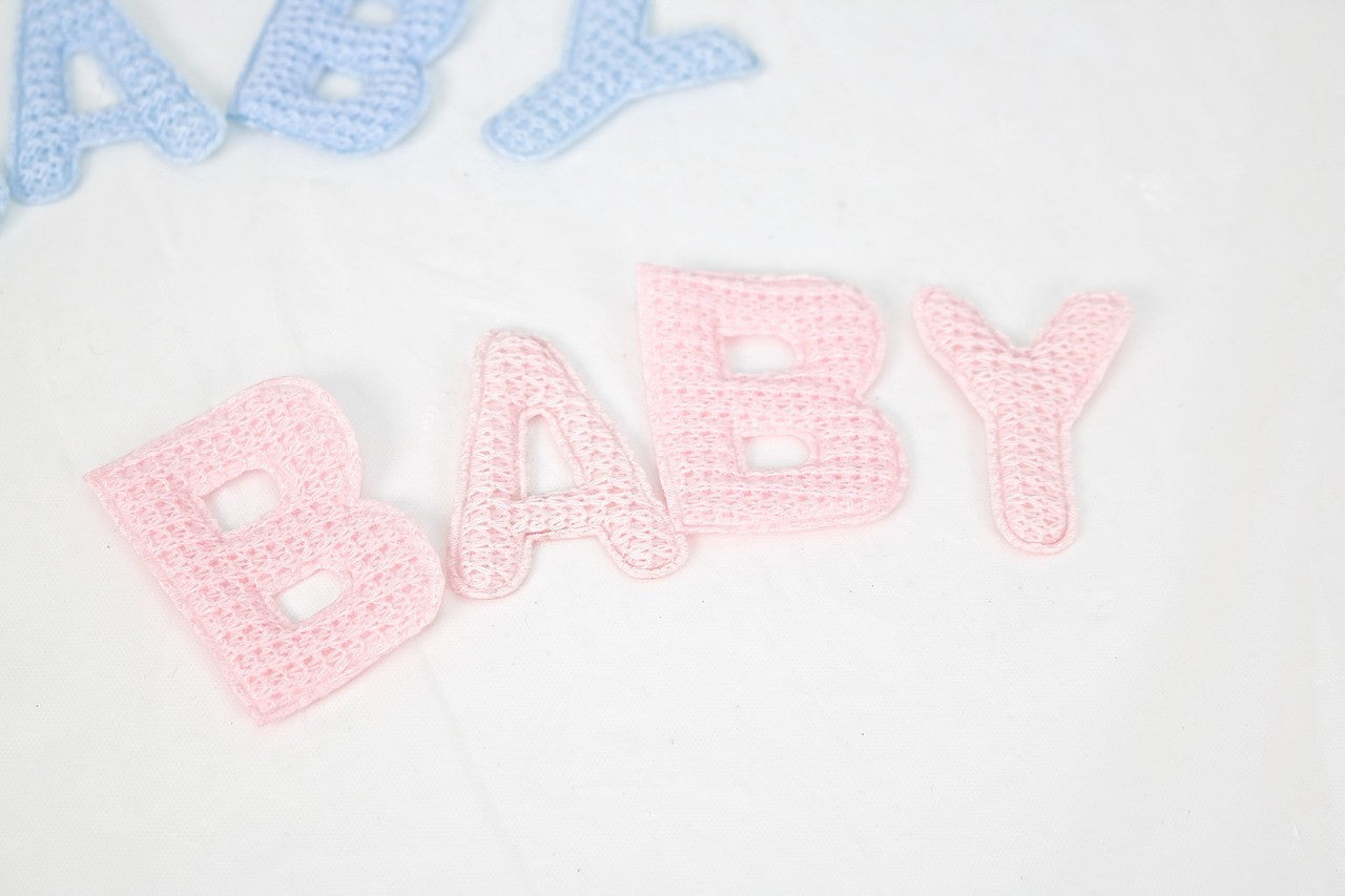 2 Set- "BABY" Cotton Laser Cut (Blue/Pink)