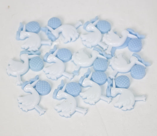 12 pcs-Plastic Storks (Blue)