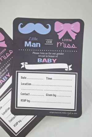 12 pcs-Gender Reveal Invitation (Little Man or Little Miss)