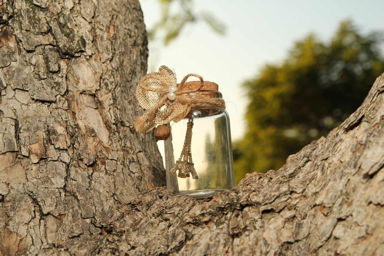 2.75" Glass cork Bottle with Eiffel Tower