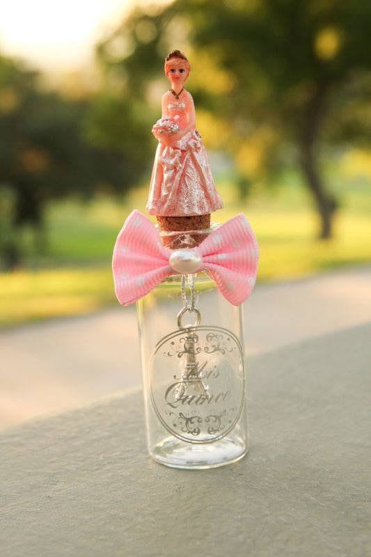 2.5" Quinceanera Glass Bottle with Eiffel Tower