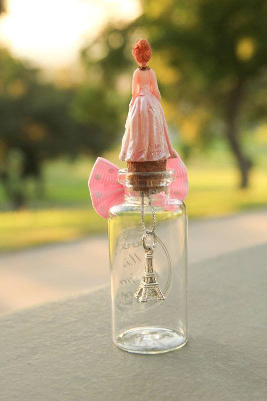 2.5" Quinceanera Glass Bottle with Eiffel Tower