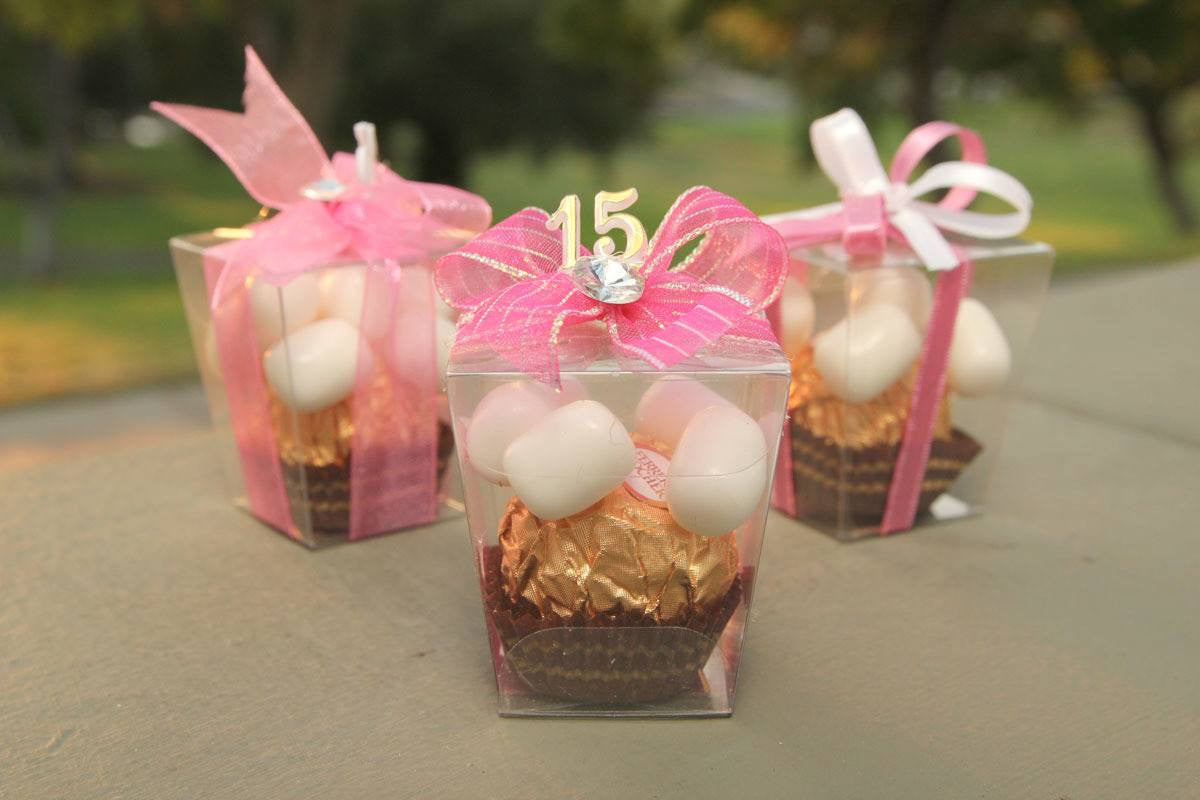 Quinceaneara Trapezoid Chocolate Candy Clear Boxes