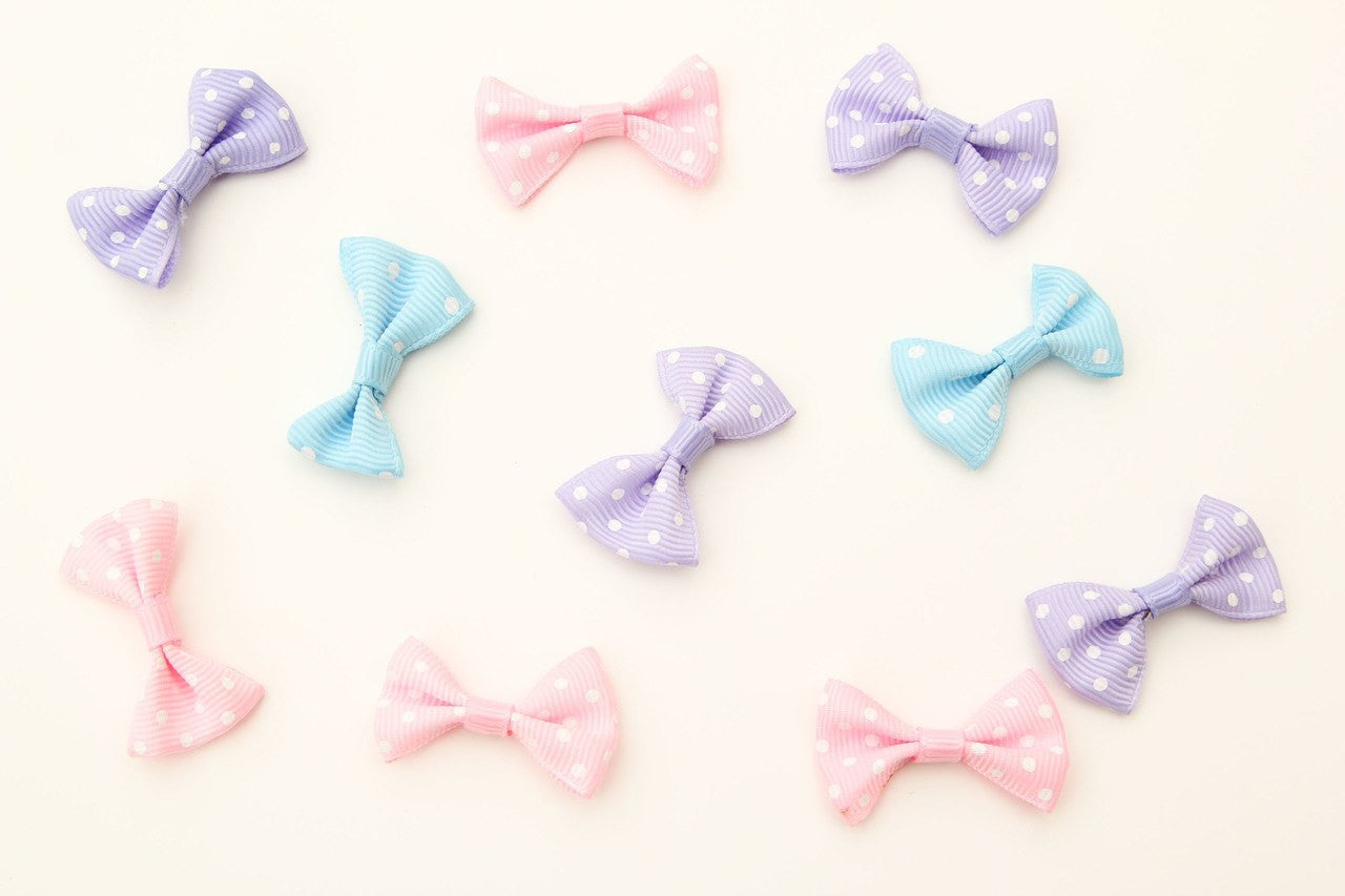 12 pcs- Polka-Dot Bow-Tie (Pink/White/Blue)