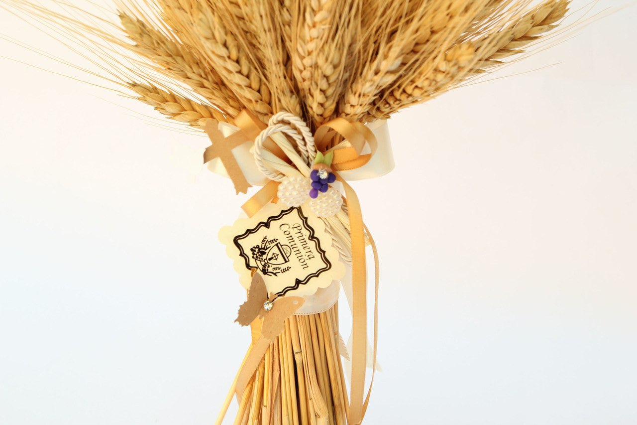 First Communion Ribbon Wrapped Wheat Centerpiece