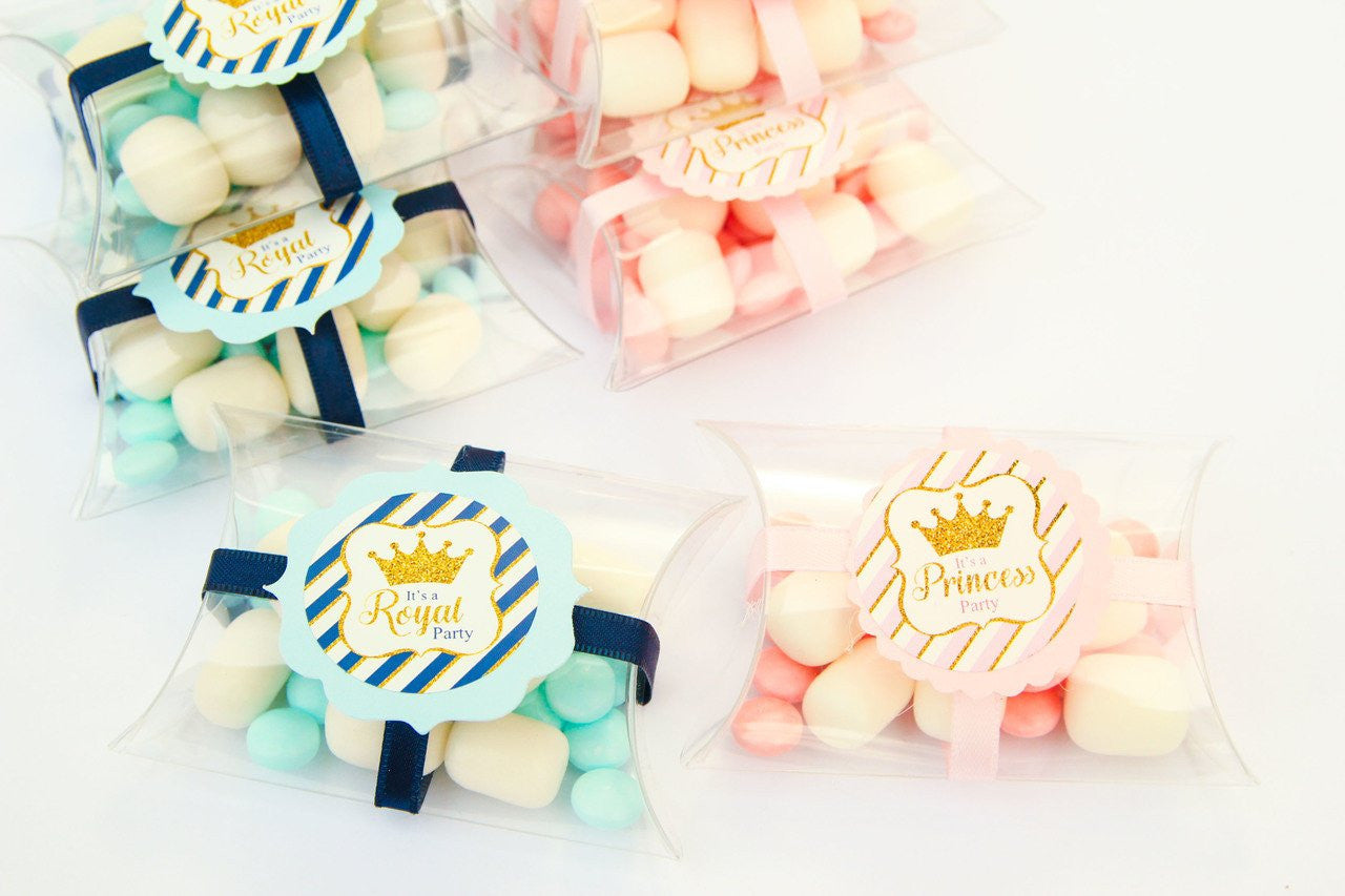 Royal Prince & Princess Pillow Favor Boxes with Marshmallow Candies