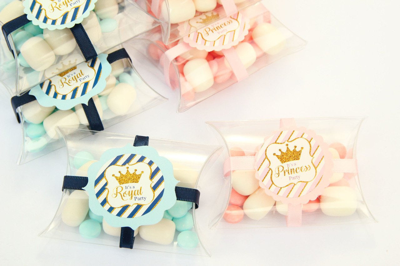 Royal Prince & Princess Pillow Favor Boxes with Marshmallow Candies