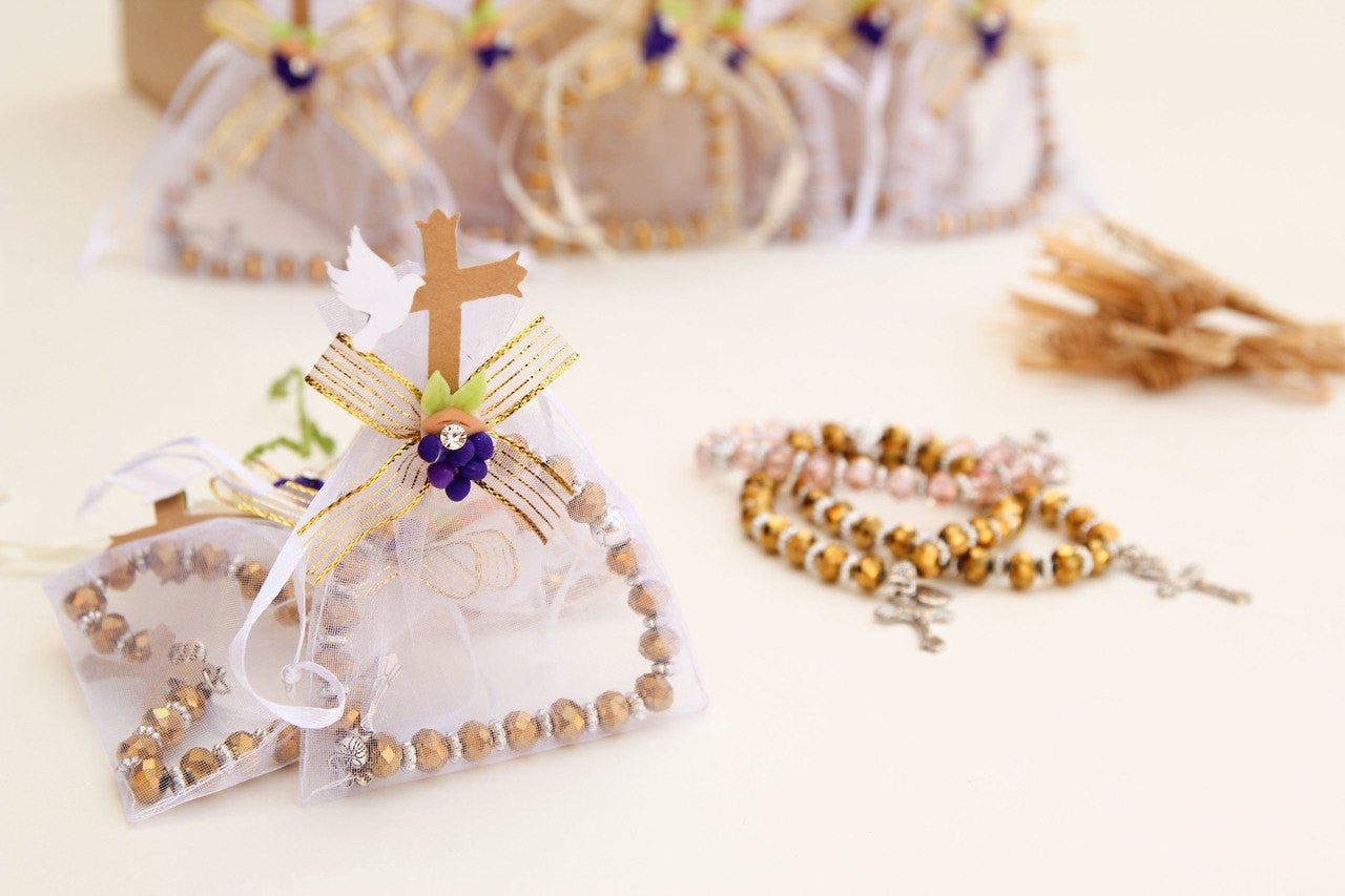 First Communion Organza Pouch with Rosaries