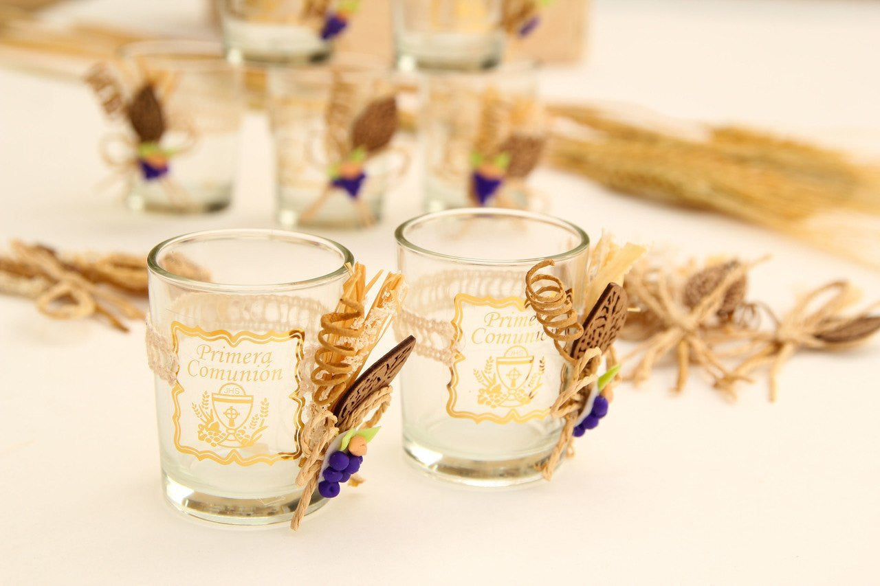 1 pc- First Communion Wheat & Grape Glass Containers