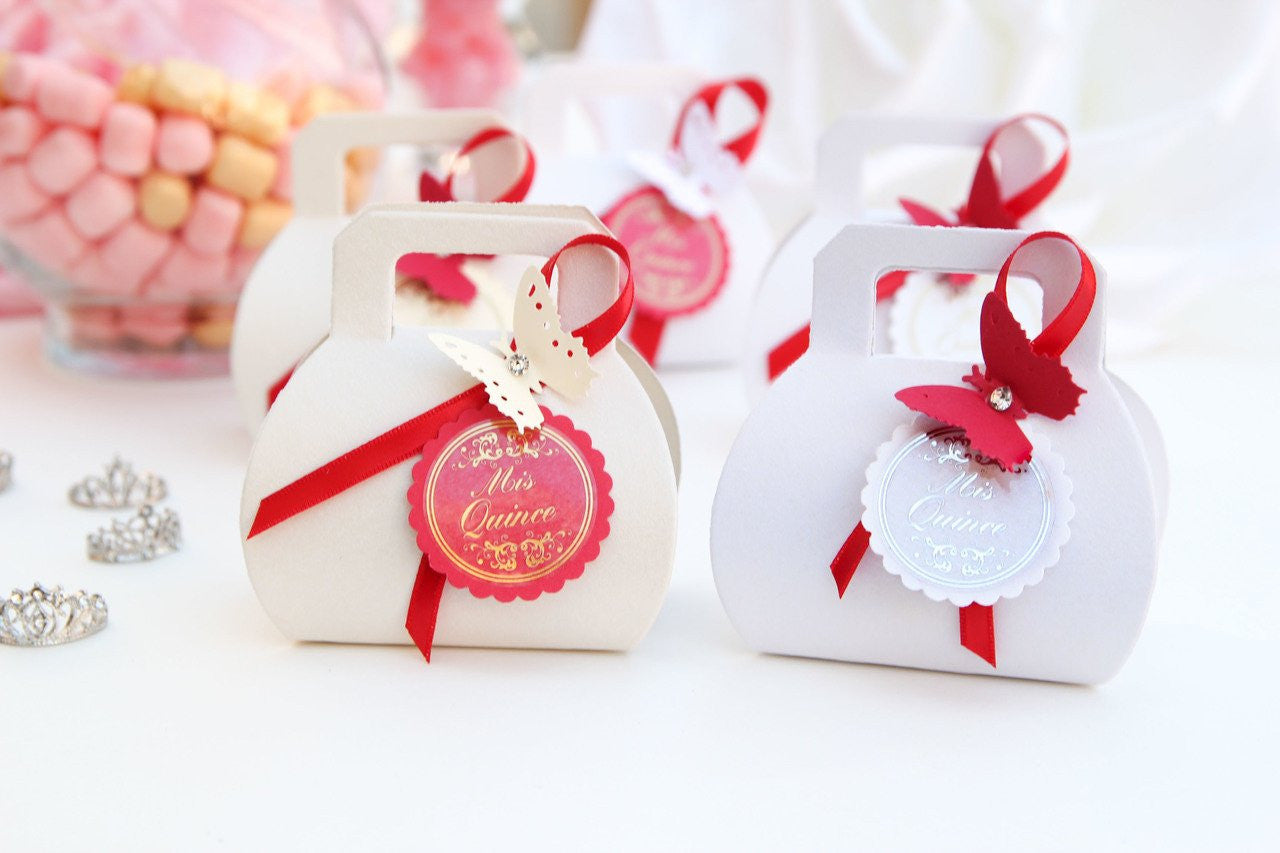 Mis Quince Butterfly Purse Favor Boxes