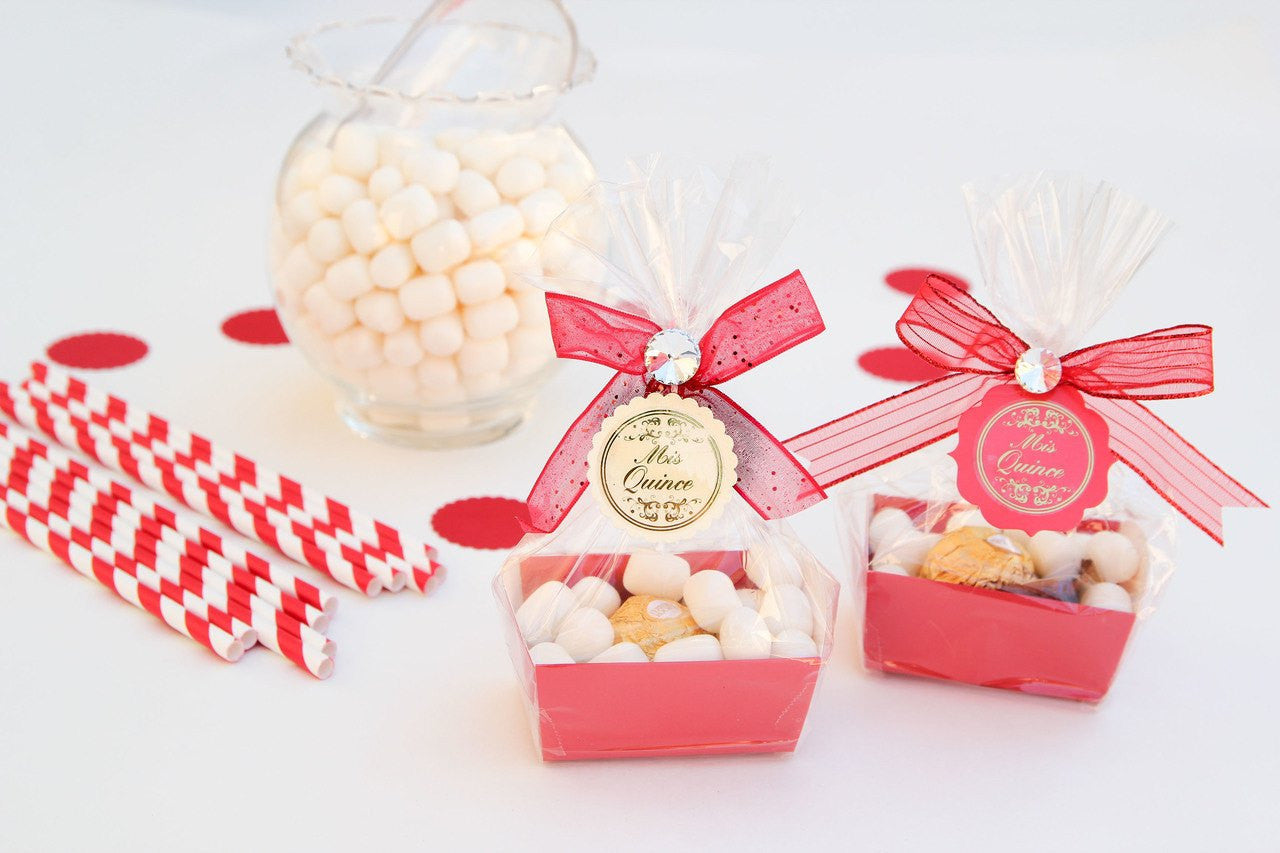 Quinceanera Tray Favor Boxes with Candy