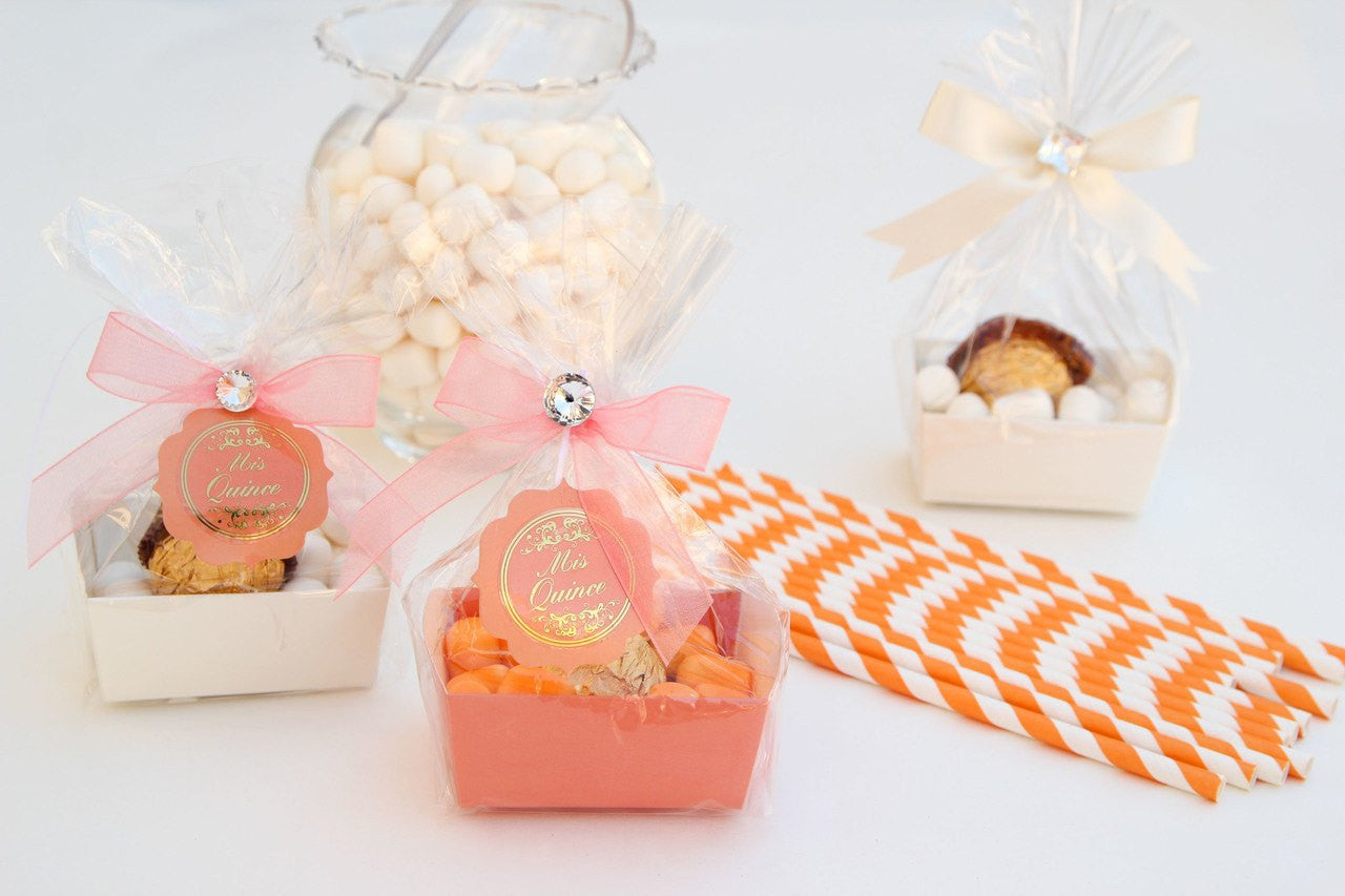 Quinceanera Tray Favor Boxes with Candy