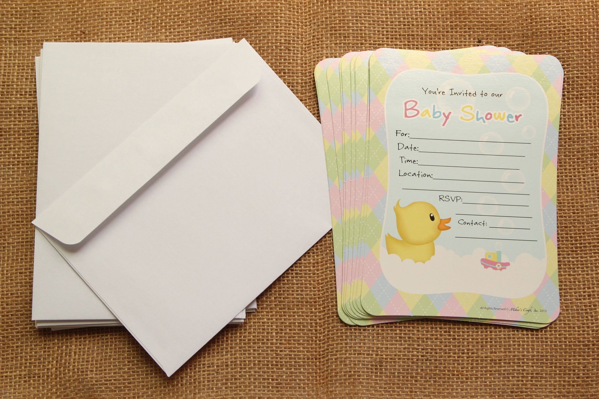 Duck Baby Shower Invitation with Envelop (12 pieces) - Americasfavors