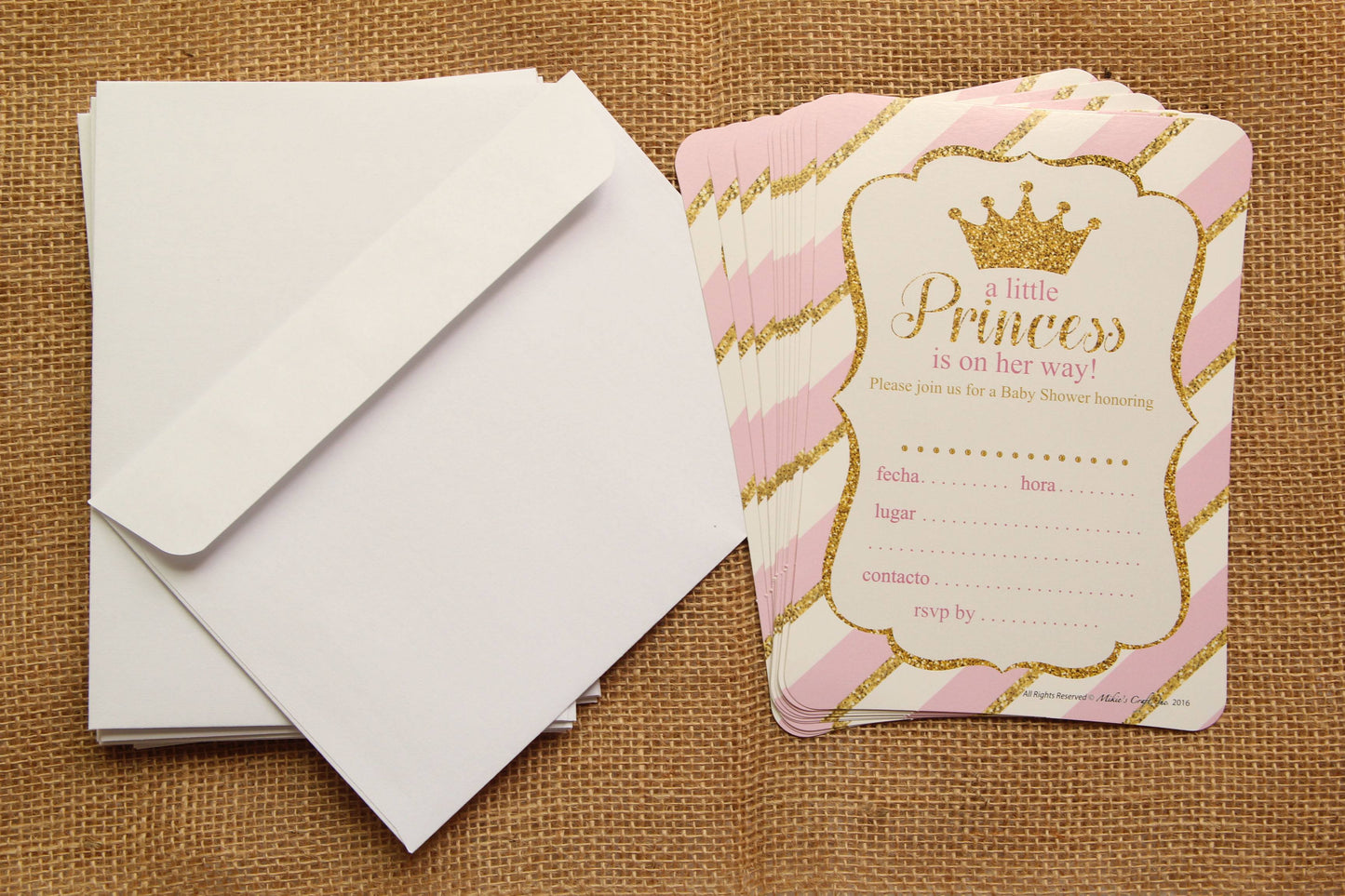 Princess Baby Shower Invitation with Envelop (Little Princess) (12 pieces) - Americasfavors
