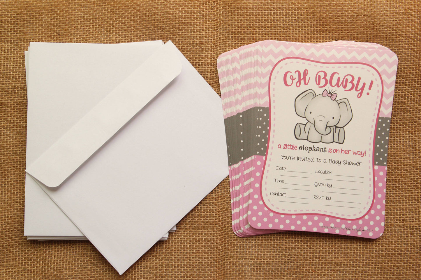 Elephant Baby Shower Invitations (12 pieces) - Americasfavors