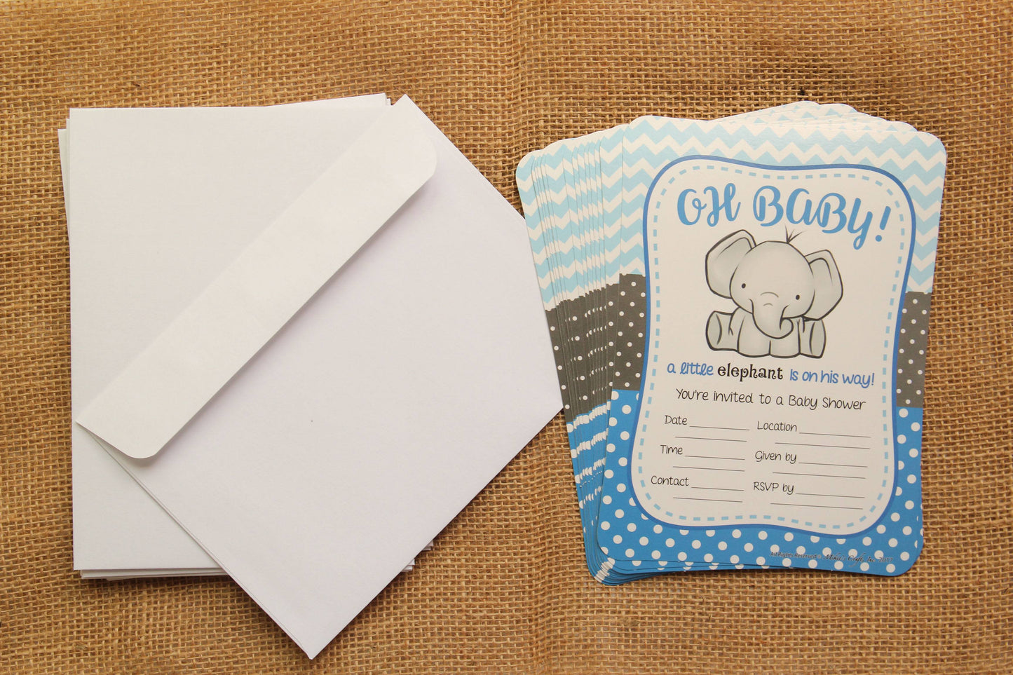 Elephant Baby Shower Invitations (12 pieces) - Americasfavors