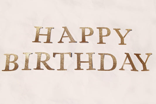 Happy Birthday Gold Glittered Letter Diecuts (1 set)