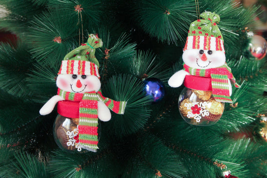 Christmas Snowman with Knitted Beanie Treat/Candy Container