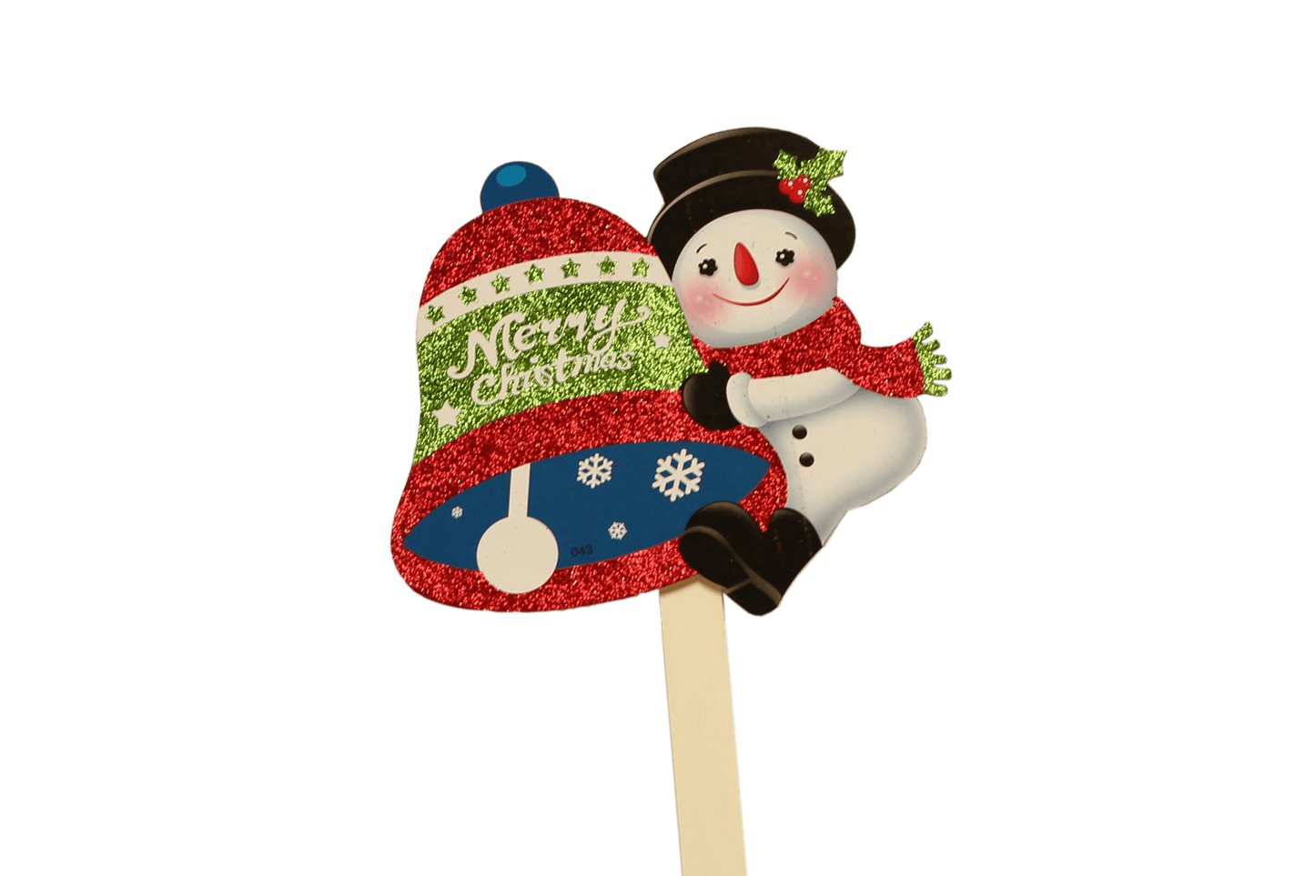 Christmas Snowman with Jingle Bell Pick