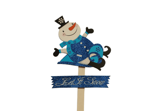 Christmas Snowman with Sled "Let It Snow" Pick