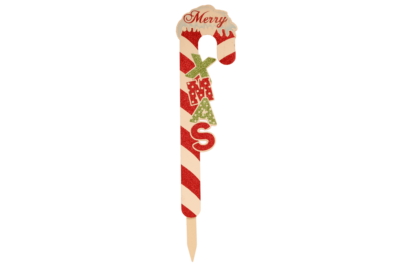 Merry Xmas Candy Cane Pick (1 piece)