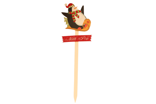 Christmas Penguin with Sled "North Pole" Pick
