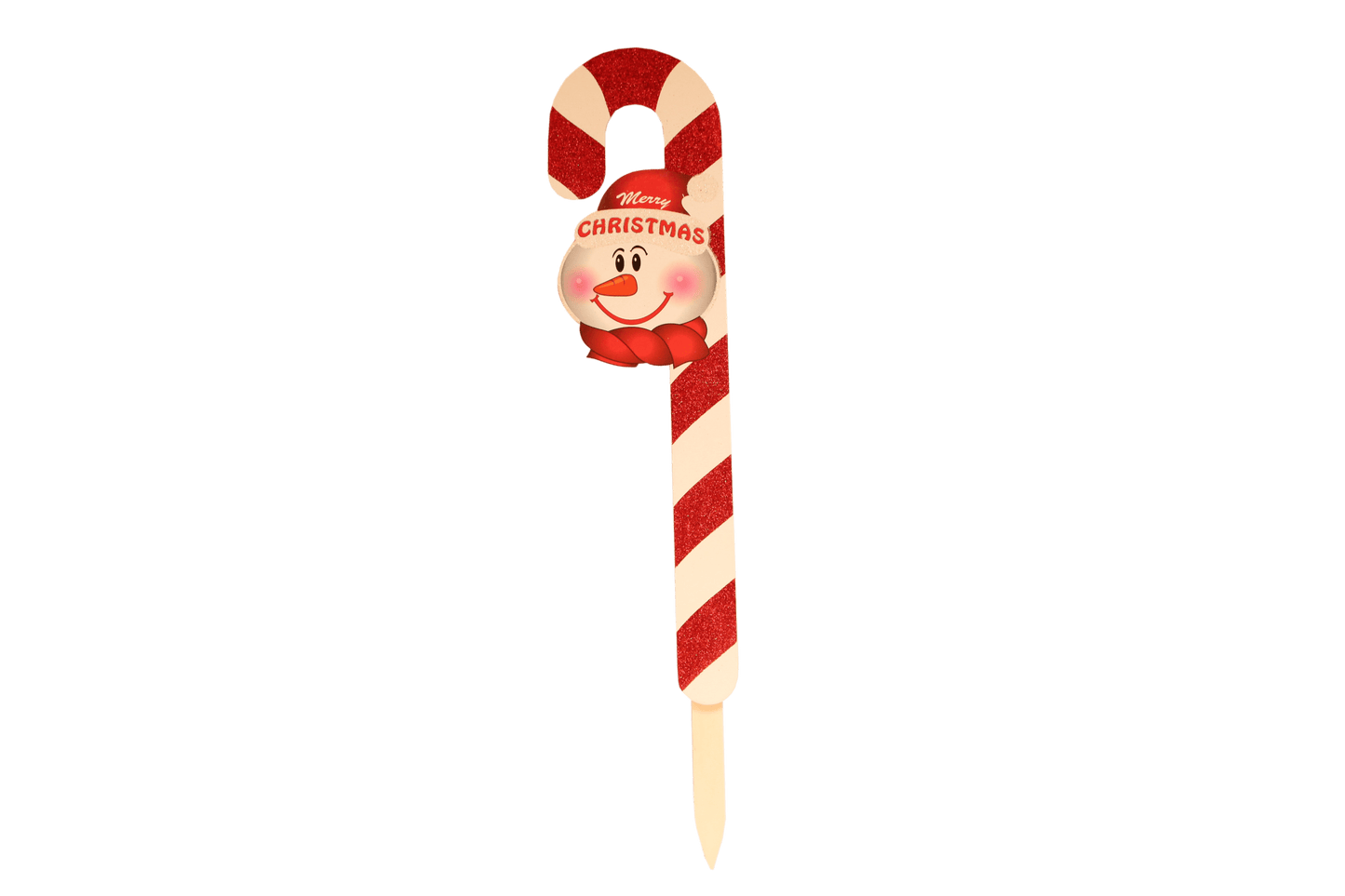 Merry Christmas Snowman Candy Cane Pick (1 piece)