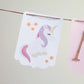Sparkle Unicorn Banner with Gold Glitter Letters (Customizable)
