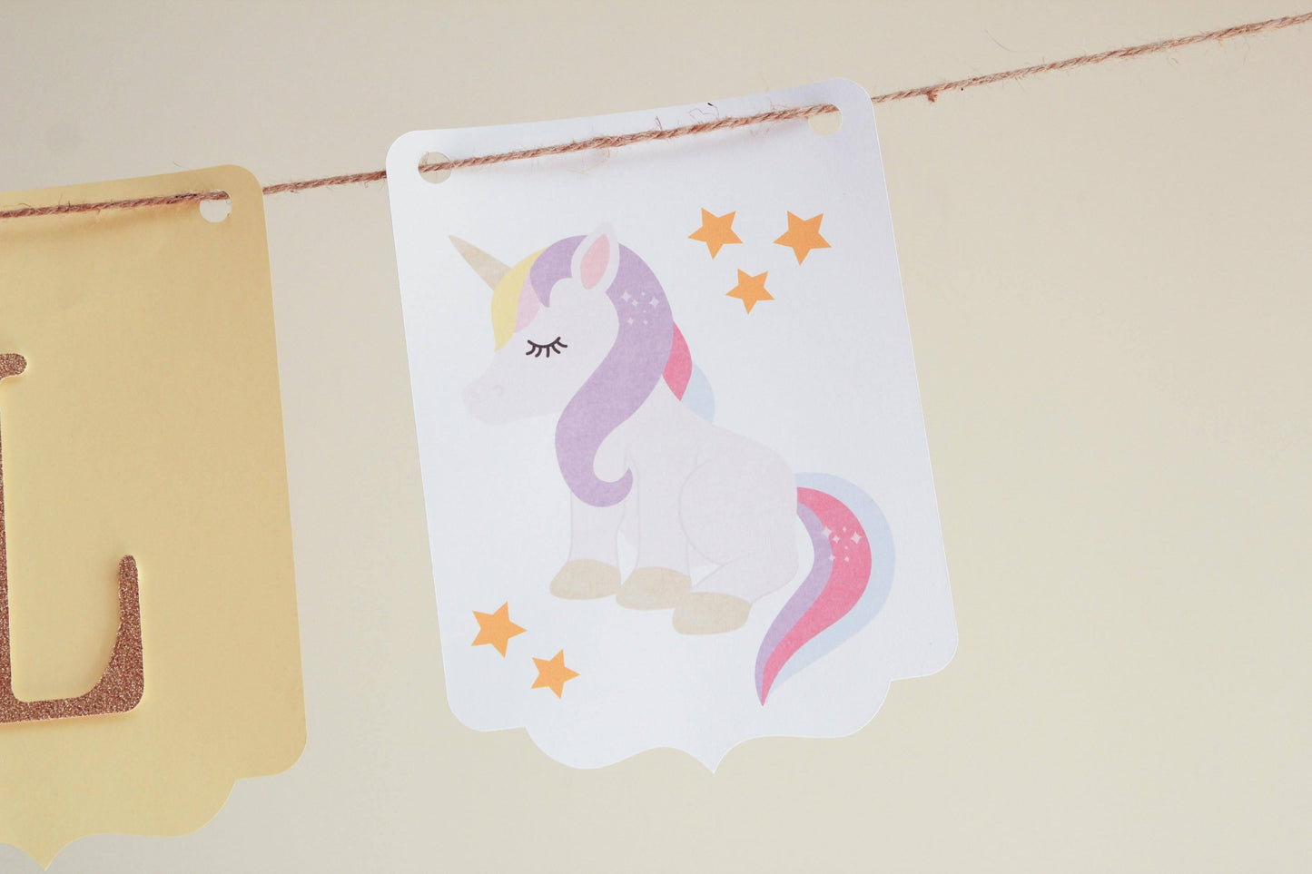 Sparkle Unicorn Banner with Gold Glitter Letters (Customizable)