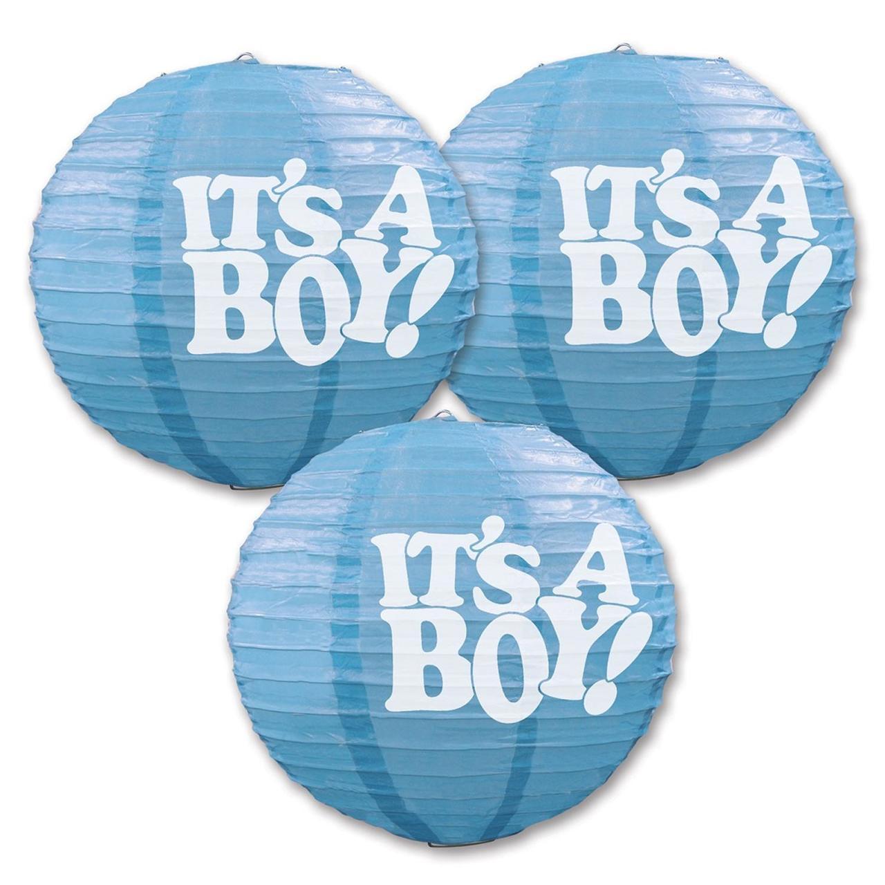 1 Ct- It's a Boy Lanterns with Aluminum Base (Blue)