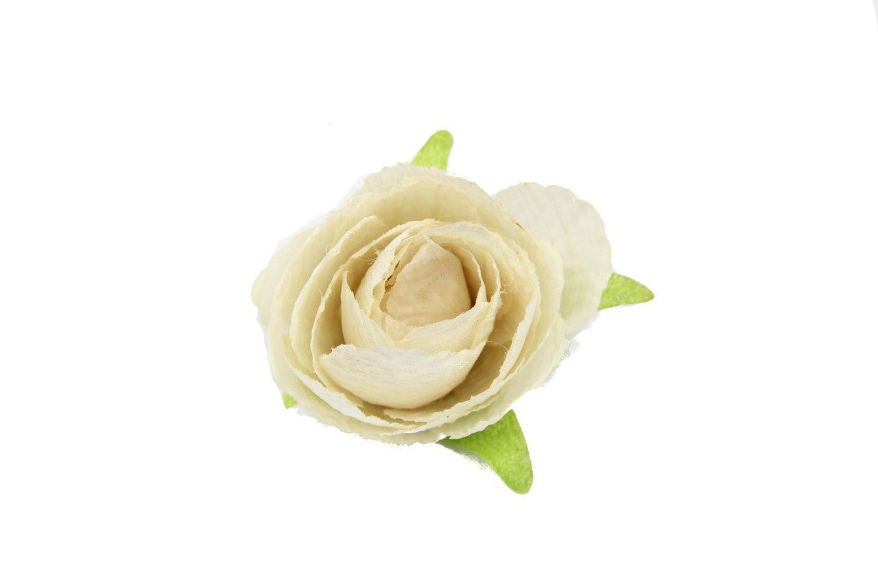 6pcs-Rose Ivory Bud w/ Leaves
