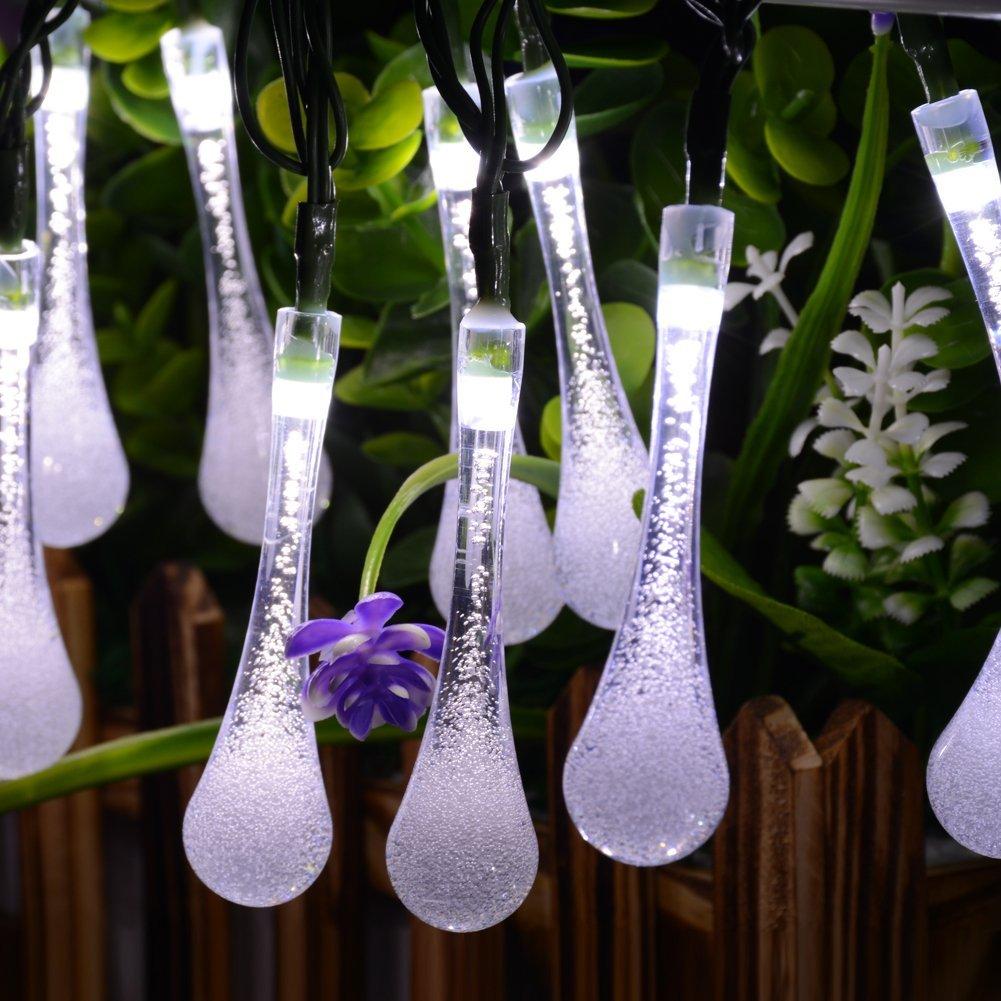 LED Solar Powered String Water Droplets Lights Outdoor Decoration (30 LED with 8 Modes)