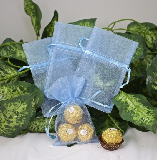 12 pcs-Light blue Organza Pouches	 4Ì__Ì__åÎå x 5Ì__Ì__åÎå