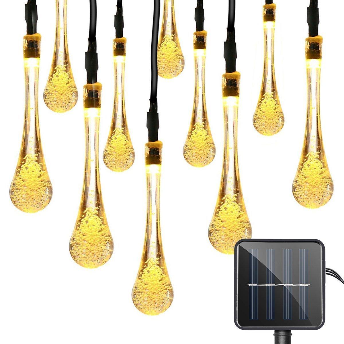 LED Solar Powered String Water Droplets Lights Outdoor Decoration (30 LED with 8 Modes)