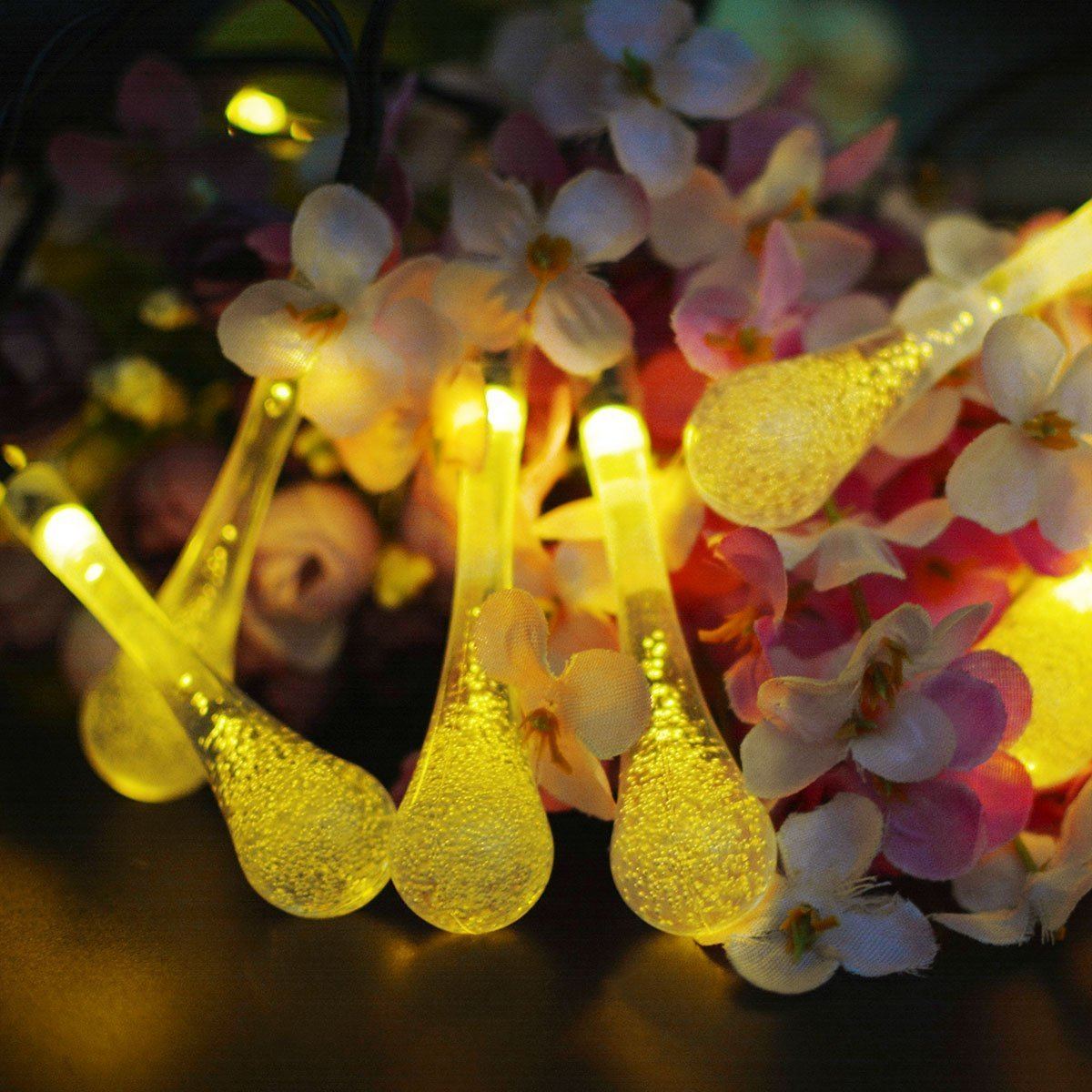 LED Solar Powered String Water Droplets Lights Outdoor Decoration (30 LED with 8 Modes)