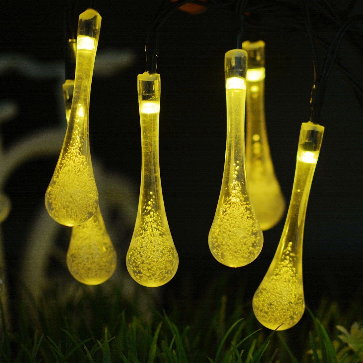 LED Solar Powered String Water Droplets Lights Outdoor Decoration (30 LED with 8 Modes)