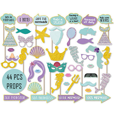 44 Assorted Mermaid Photo Party Props