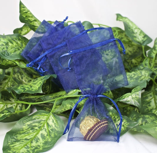 12 pcs-Midnight Blue Organza Pouches 3"x 4"