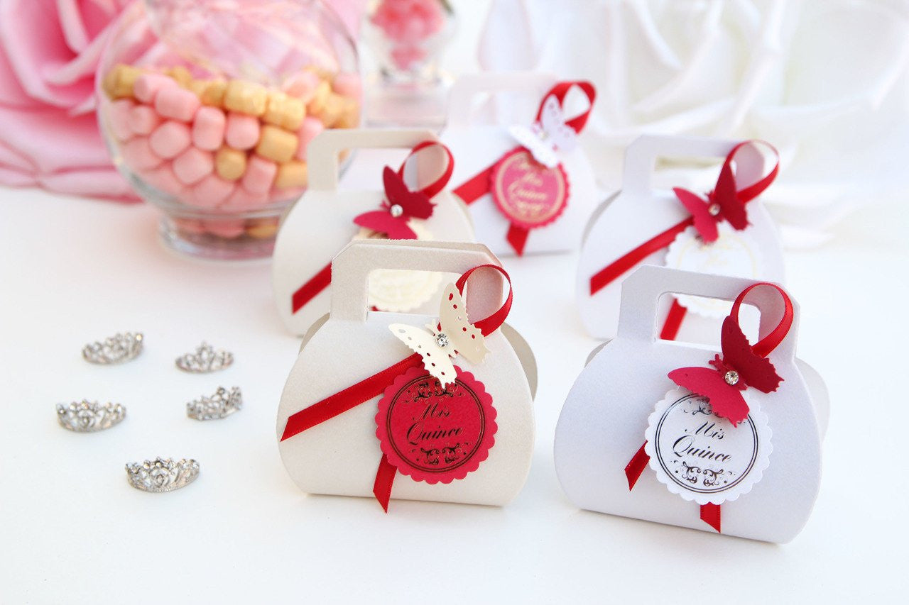 Mis Quince Butterfly Purse Favor Boxes