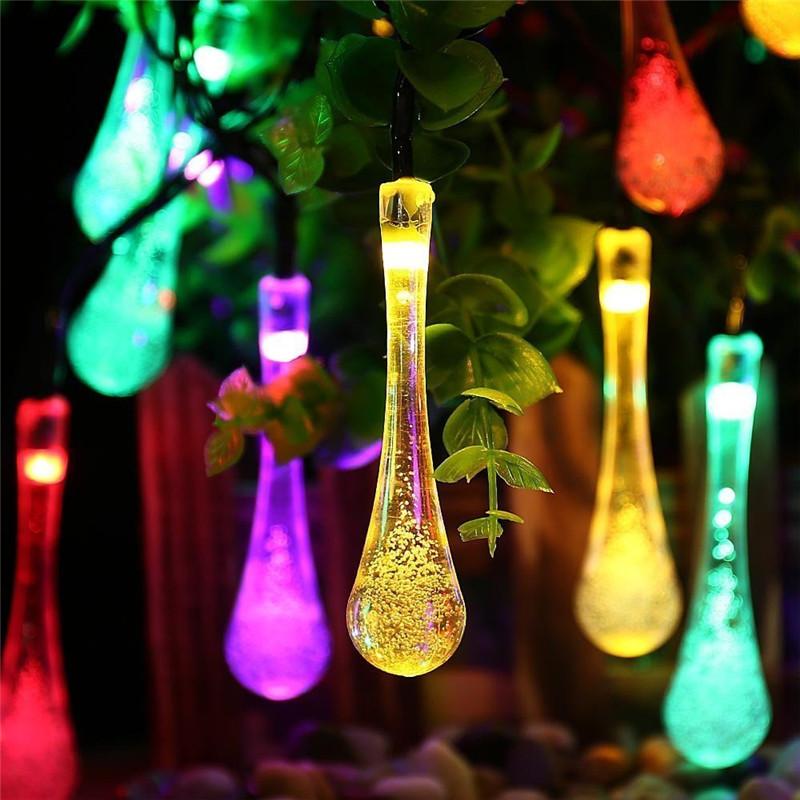 LED Solar Powered String Water Droplets Lights Outdoor Decoration (30 LED with 8 Modes)