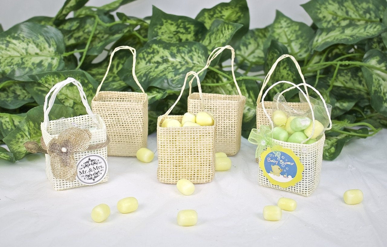 12 pcs- Natural Square Tote Bag w/out bow